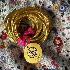 BuDhaGirl All Weather Bangles Gold Set Of 9 Small NWT waterproof gold jewelry